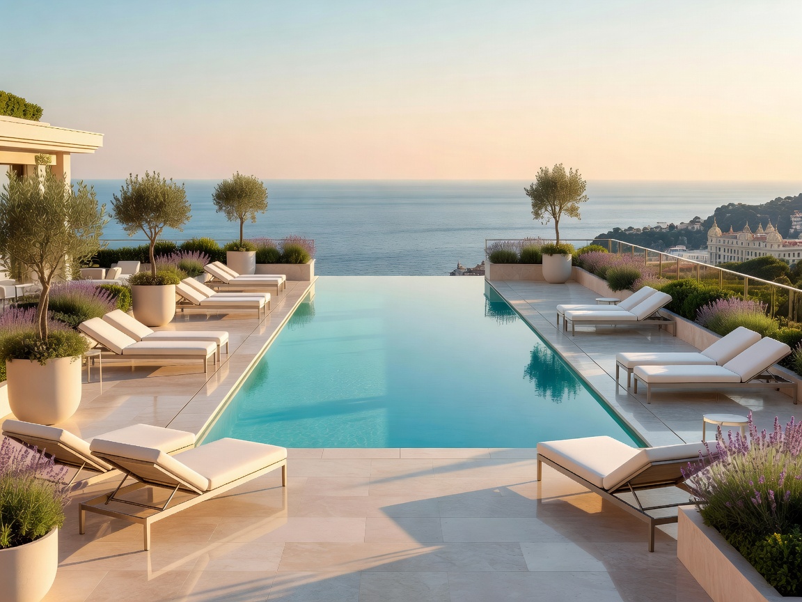 Wellness rooftop swimming pool and terrace at Hôtel de Paris Monte-Carlo